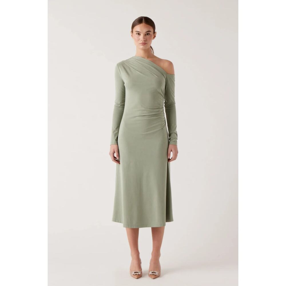 Sophie Rue Sage Green Off The Shoulder Dress S NWT